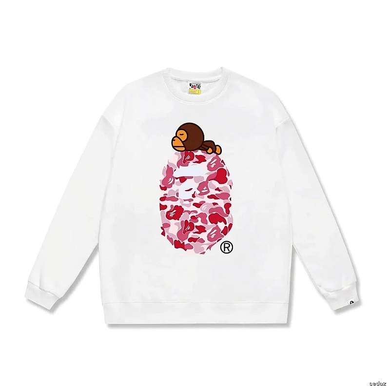 White hoodie in the style of Bape ape man camouflage