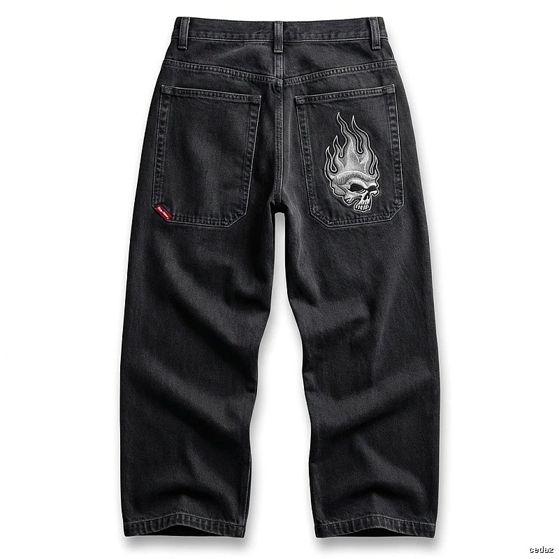 Y2K Fear of God Flame Black Denim Shorts